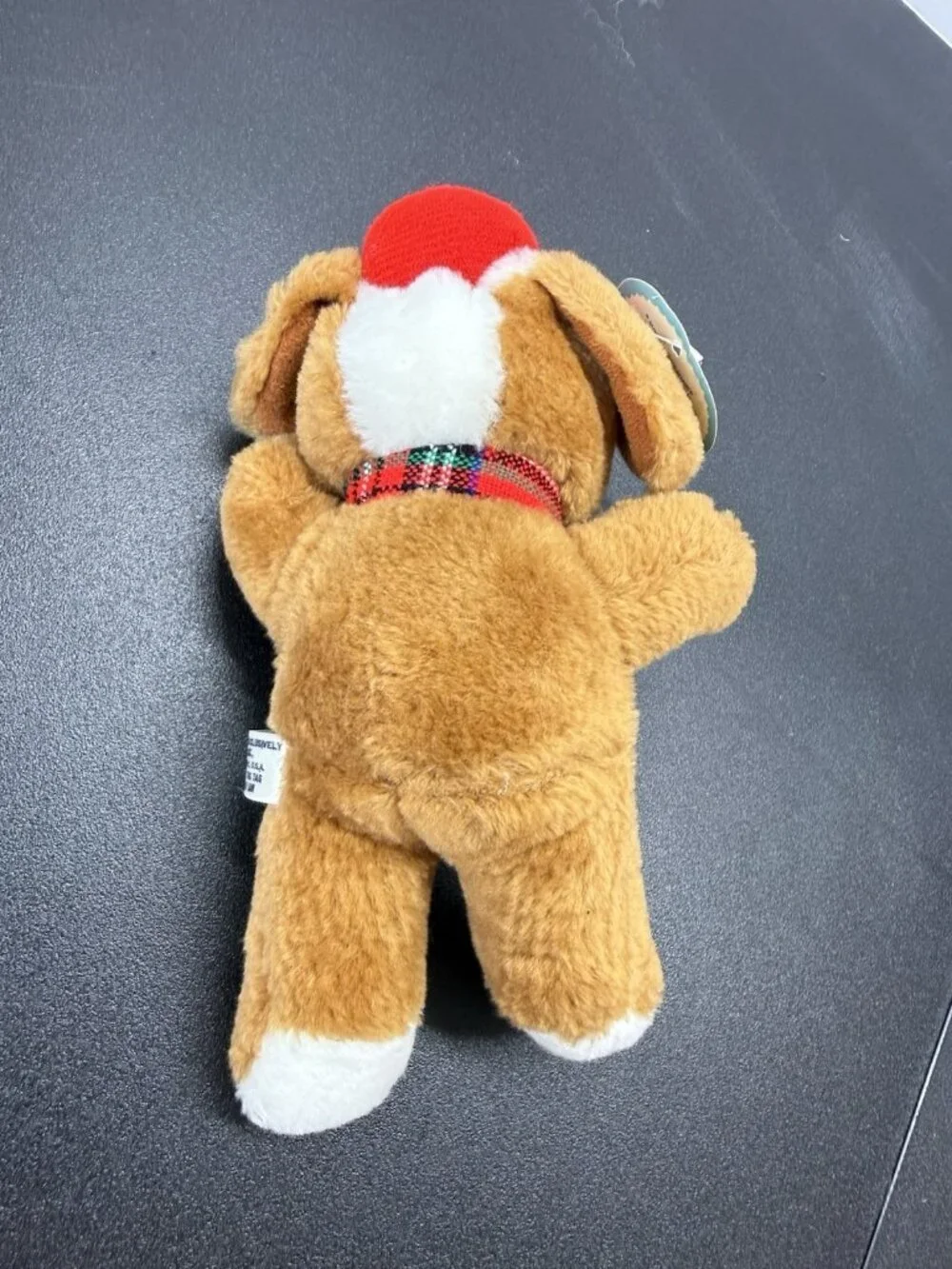 Vintage 1970s Plakie Plush Sitting Scotty Dog Brown Puppy 10 Inch With Tag